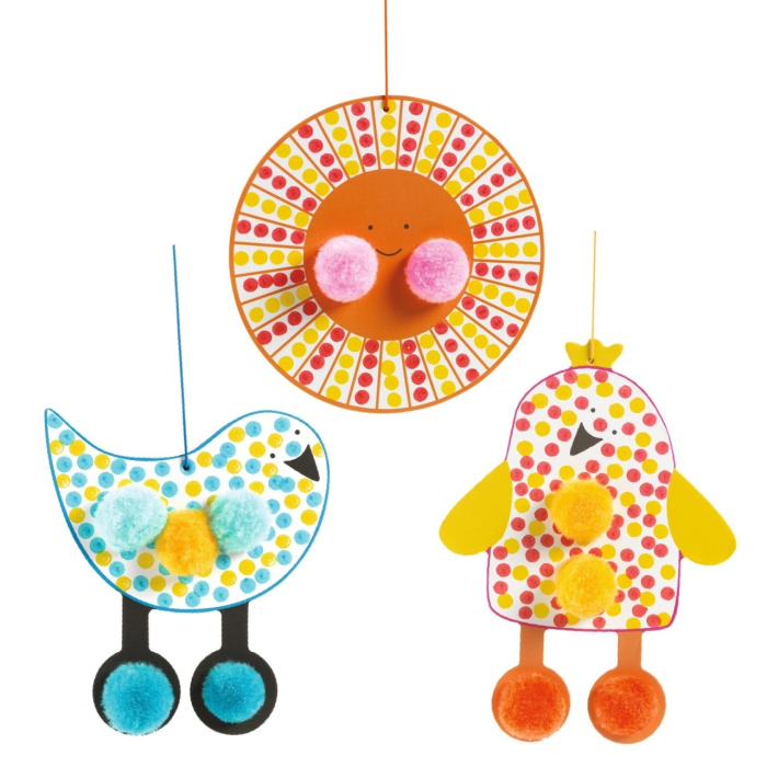Set creativ de colorat cu pompoane si buline, Djeco [4]