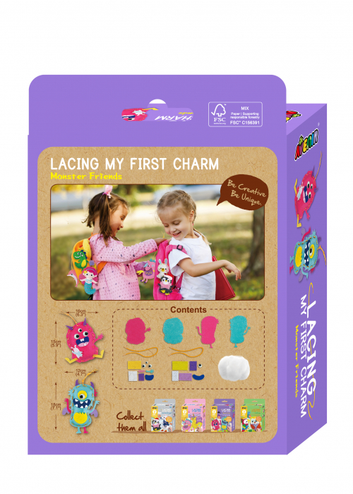 Set creativ de cusut cu tehnica siretului - Primul meu Pandantiv Monstruleti, nivel 2 [2]