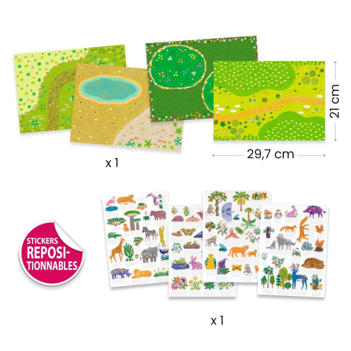 Set creativ de stickere reutilizabile Animale, Djeco [4]