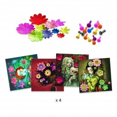 Set creativ Portrete cu flori din hartie, Djeco [4]