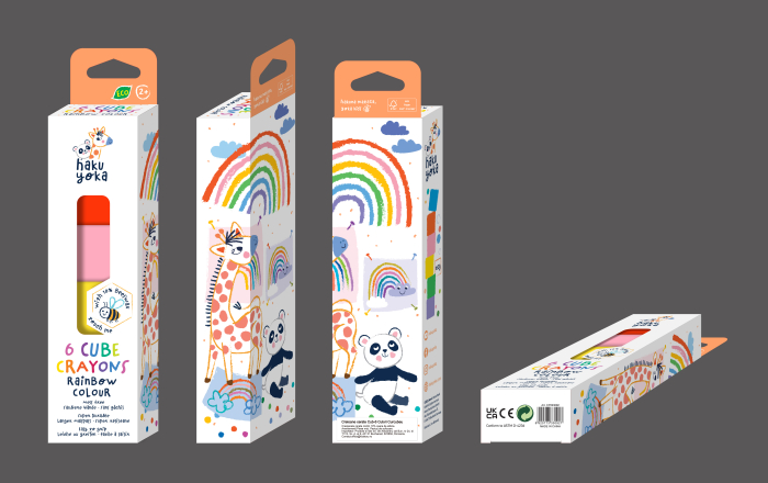 Set de 6 creioane cerate in forma de cub, Haku Yoka - culori curcubeu [4]