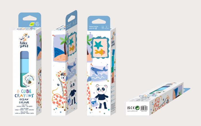 Set de 6 creioane cerate in forma de cub, Haku Yoka - culori ocean [4]