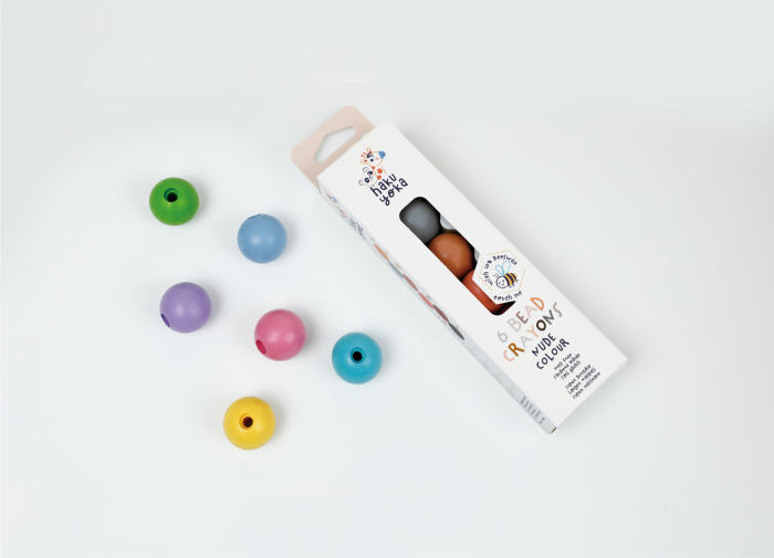 Set de 6 creioane cerate in forma de margele, Haku Yoka - culori Macarons [2]