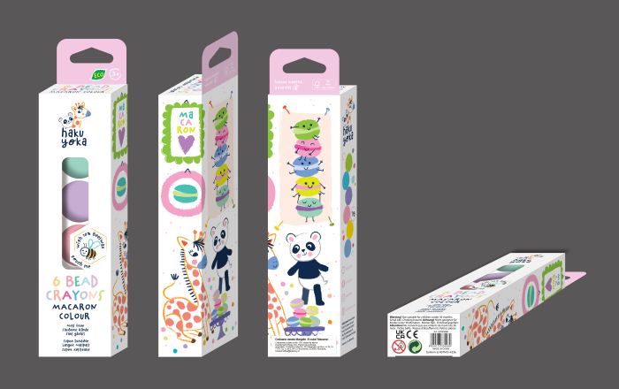 Set de 6 creioane cerate in forma de margele, Haku Yoka - culori Macarons [5]