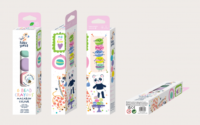 Set de 6 creioane cerate in forma de margele, Haku Yoka - culori Macarons [4]