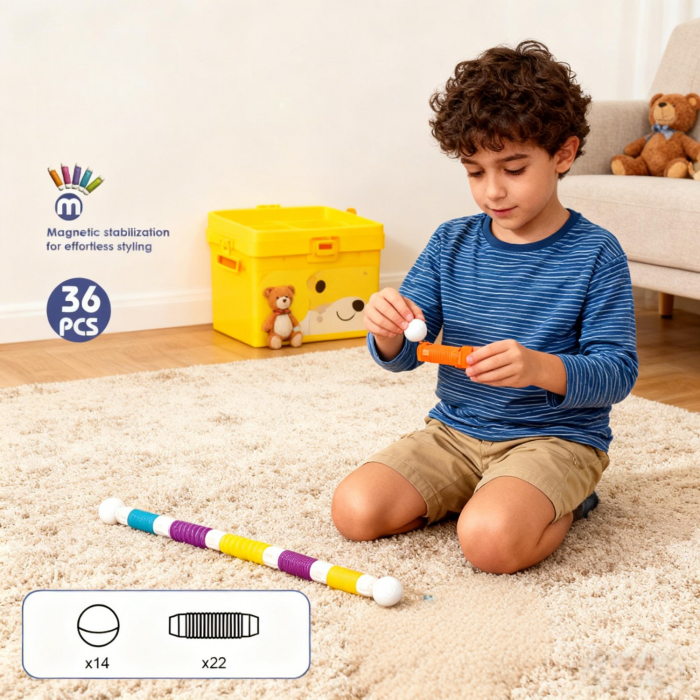 Set de constructie magnetic cu tuburi flexibile (36 piese) [4]