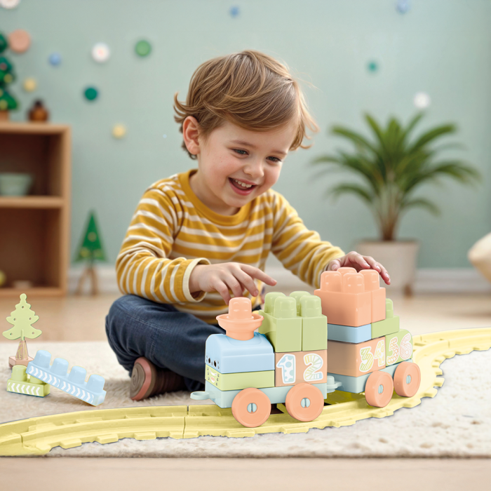 Set de constructii cu trenulet - 36 piese (pastel) [2]