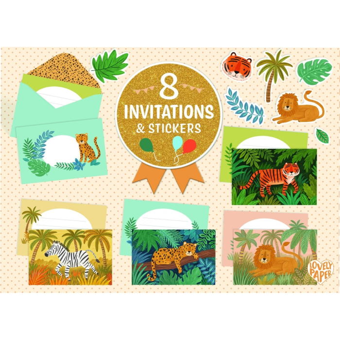 Set de invitatii cu animale din jungla, Djeco [3]