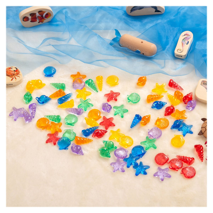 Set de sortare, Scoici translucide colorate, 72 piese [5]