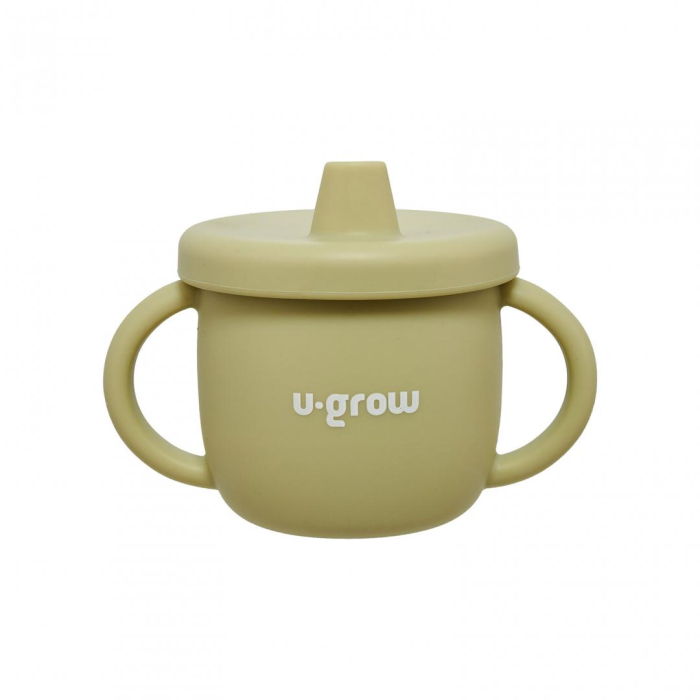 Set diversificare 3 piese silicon : bol , farfurie si cana cu cioc, olive, U-Grow [5]