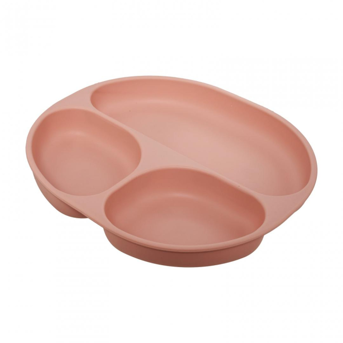 Set diversificare 3 piese silicon : bol , farfurie si cana cu cioc, roz, U-Grow [2]