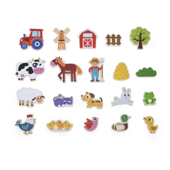 Set magnetic Animale de la ferma din lemn (20 piese), Viga [2]