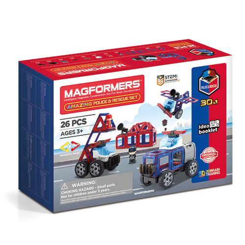 Set magnetic de construit- Magformers, masini de interventie [1]