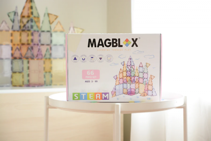 Set magnetic Magblox - 66 piese magnetice de constructie PASTEL transparente [4]