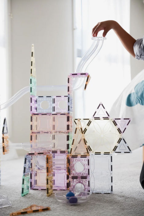 Set magnetic Magblox - 98 piese, circuit cu bile PASTEL - Magbrix Marble Run [4]