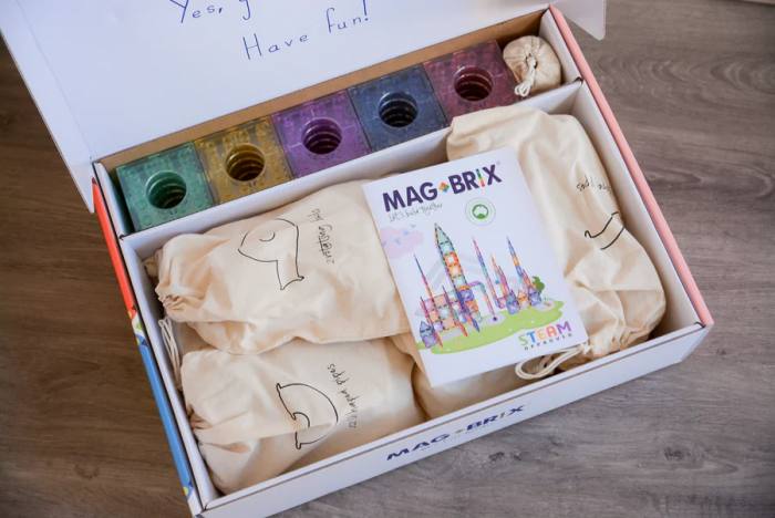 Set magnetic Magblox - 98 piese, circuit cu bile PASTEL - Magbrix Marble Run [8]