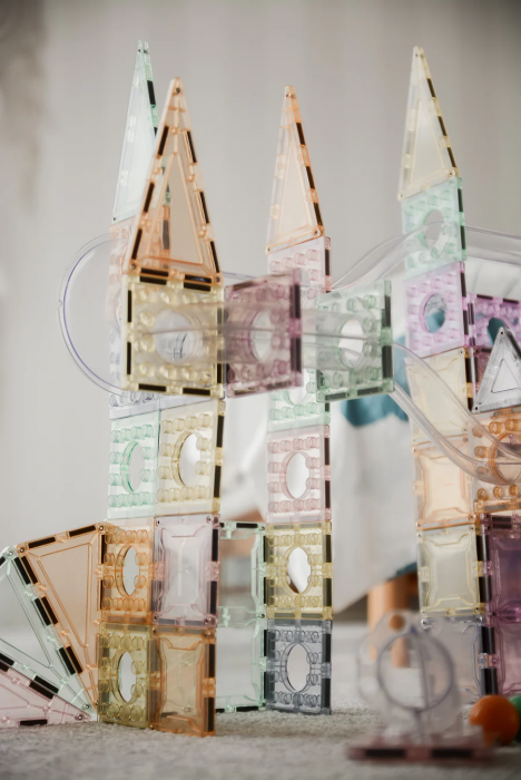 Set magnetic Magblox - 98 piese, circuit cu bile PASTEL - Magbrix Marble Run [6]