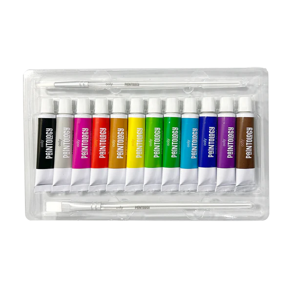 Set vopsele acrilice Paintology, 12 culori clasice si 2 pensule [4]