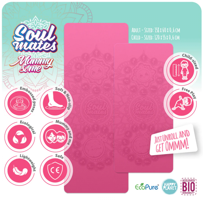 Set Yoga Mama-Copil, saltele asortate si carduri incluse - Sun and Moon, roz [7]