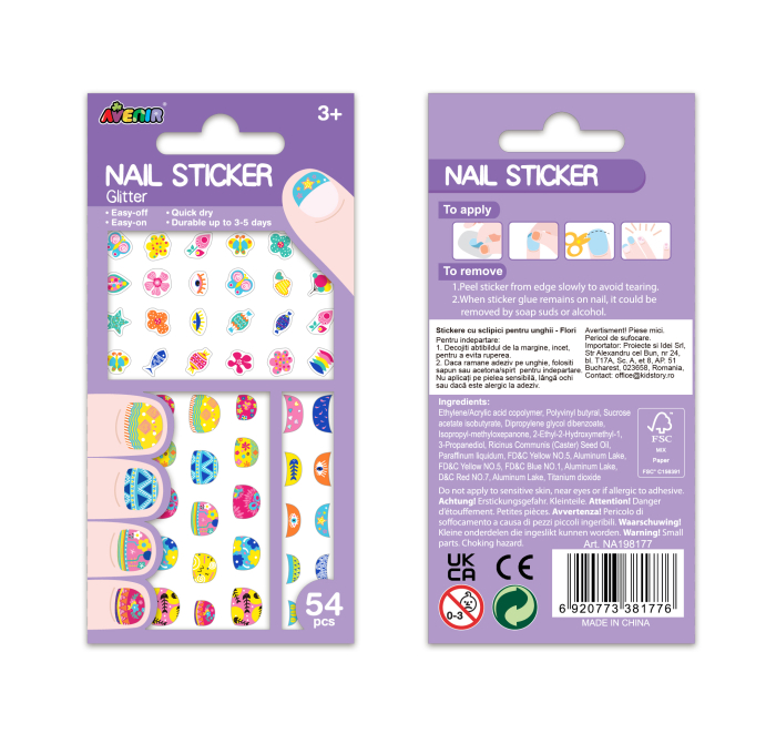 Stickere pentru unghii cu sclipici - Flori [5]