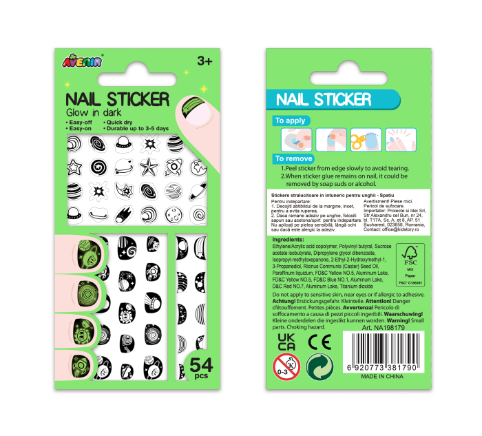 Stickere pentru unghii fosforescente - stralucesc in intuneric - Spatiu [5]