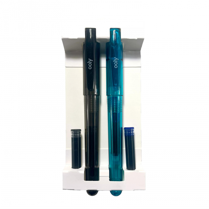 Stilouri Splendid Duo - set de 2 stilouri cu 4 rezerve de cerneala albastra si neagra [4]