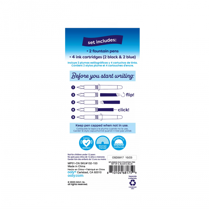 Stilouri Splendid Duo - set de 2 stilouri cu 4 rezerve de cerneala albastra si neagra [5]
