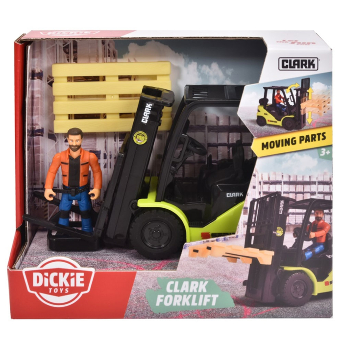 Stivuitor Dickie Toys Clark S25 Forklift cu figurina si accesorii [2]