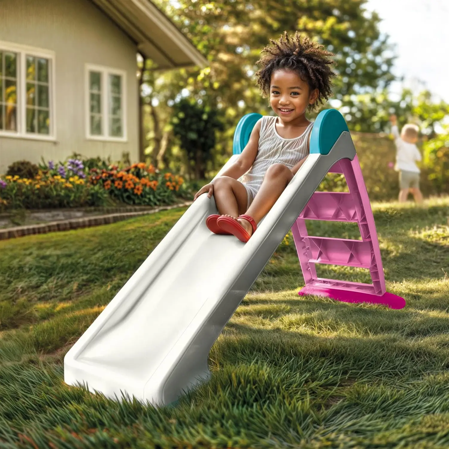 Tobogan pentru copii - Alb& roz [3]