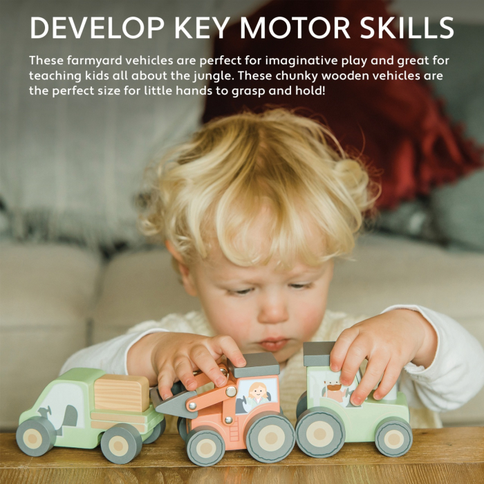 Tractor din lemn verde, Orange Tree Toys [2]