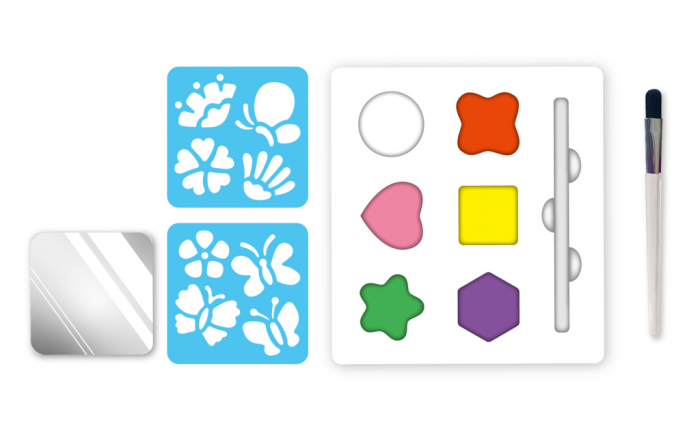 Trusa make-up pictura fata cu sabloane incluse - sase culori non-alergice - flori si fluturi [4]