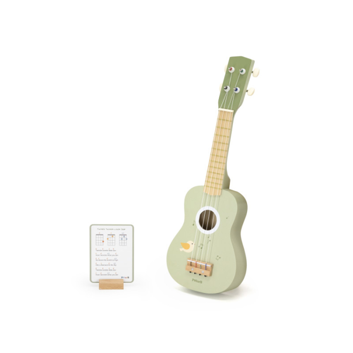 Ukulele verde din lemn pentru copii, jucarie muzicala Montessori [3]