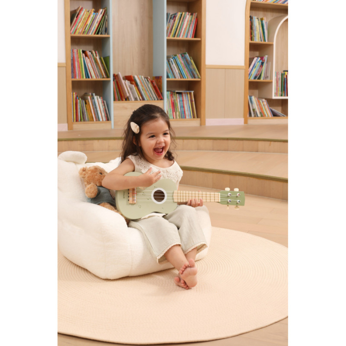 Ukulele verde din lemn pentru copii, jucarie muzicala Montessori [5]