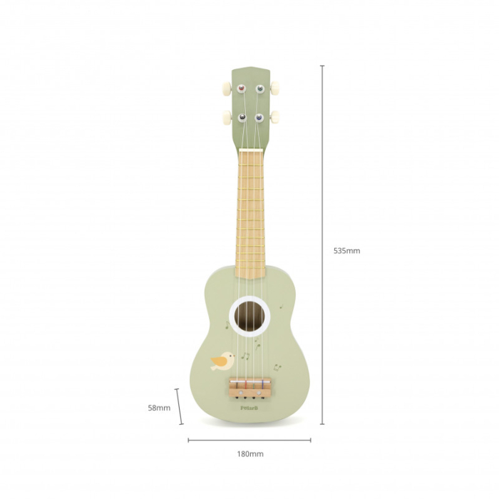 Ukulele verde din lemn pentru copii, jucarie muzicala Montessori [1]