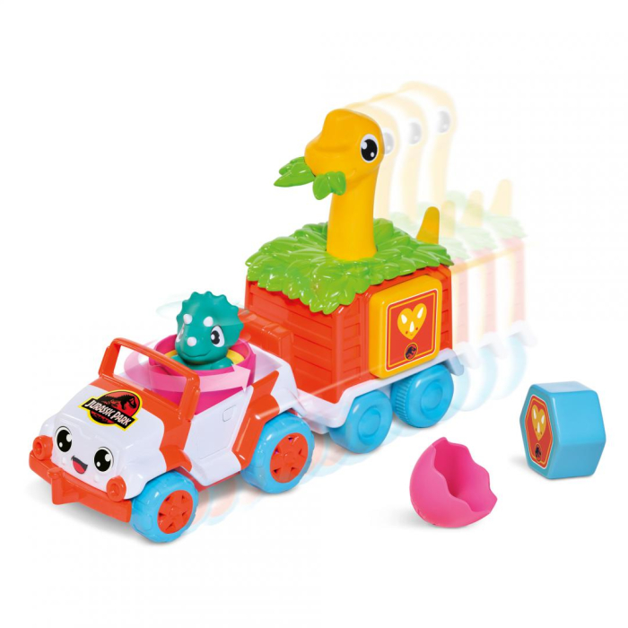 VEHICUL DE SALVARE CU REMORCA COLORATA, DINO, JURASSIC WORLD, TOMY [4]