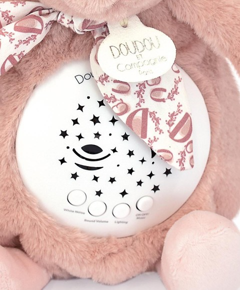 Veioza muzicala cu proiectie, iepuras pufos, 19 cm, roz [2]