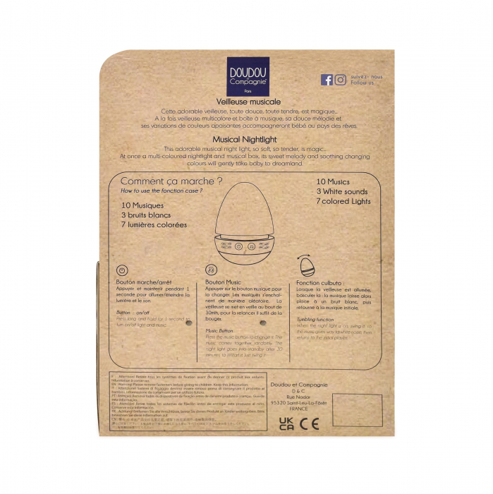 Veioza muzicala iepuras pufos, 16 cm, portocaliu [3]