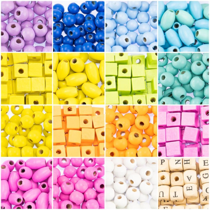 Kit creativ Mega DIY - coliere și brățări cu mărgele din lemn, 600 piese+ [2]