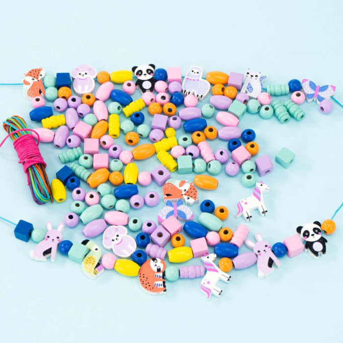 Kit creativ DIY - coliere și brățări cu mărgele din lemn – 12 animale de pădure [4]