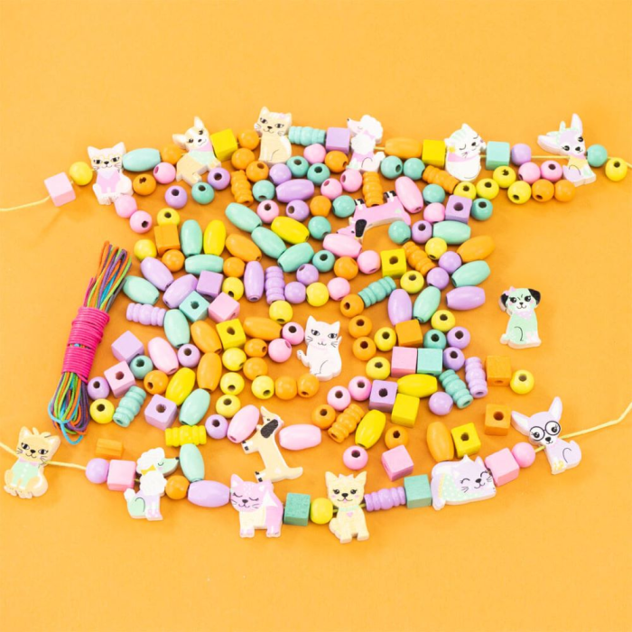 Kit creativ DIY - coliere și brățări cu mărgele din lemn – Animăluțe [2]