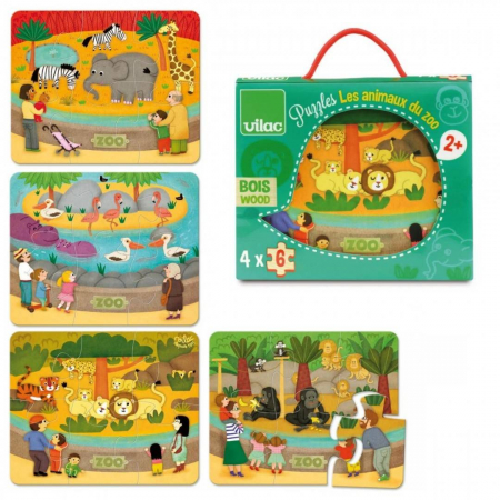 Jucarii Educative - 4 puzzle - animale de la ZOO 6 pcs