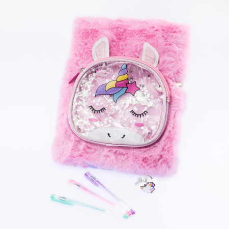 Agendă gigant Girabrilla – Unicorn Magic, cu copertă pufoasă și poșetă detașabilă [1]