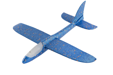 Jucarii de exterior - Avion planor din spuma cu luminite - Albastru