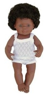 Varsta - Baby afroamerican fata Miniland 38 cm