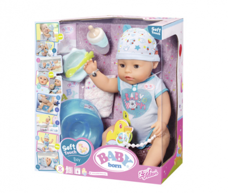 Papusi - BABY born - Bebelus baiat interactiv cu corp moale