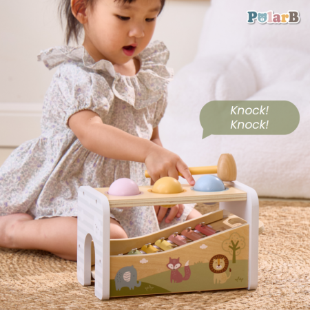 Banc de lovit cu Xilofon Montessori 3 in 1, Viga [3]