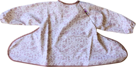 Mama si copilul - Baveta cu maneci si ventuze - Fleur de Jardin (sand/mauve)