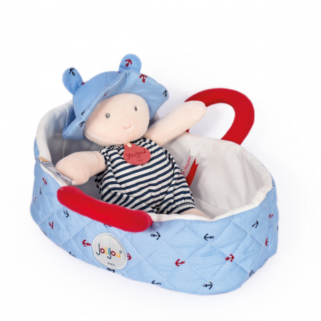 Cadouri Baieti - Bebelus din plus in cosulet matlasat - Mathis, 20 cm, roz