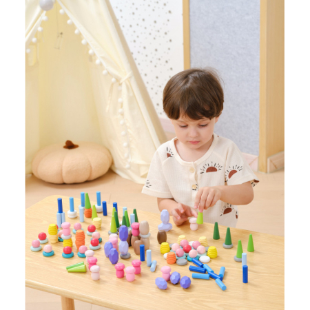 Blocuri din lemn colorate Comorile Naturii (141 piese), Viga [4]