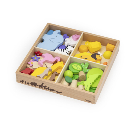 Blocuri din lemn colorate Povesti Tropicale (55 piese), Viga [6]